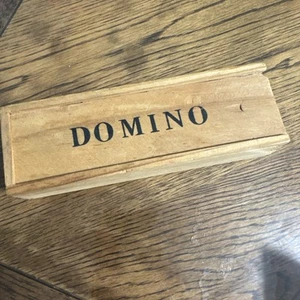 Vintage Set Of 28 Dominoes Double Six In Wooden Box Slide Top - Instructions(N6) - Picture 1 of 4
