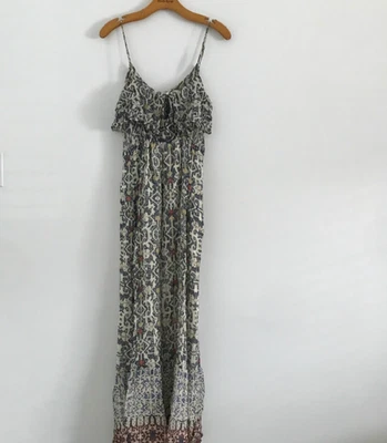 Joie Dress Small Womens Silk Batik Maxi Floral Sleeveless Layered Draped Witchy - Image 1 of 4