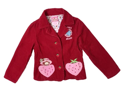 Jaqueta de veludo vintage morango shortcake Y2K vermelha meninas 4/5 - Imagem 1 de 4