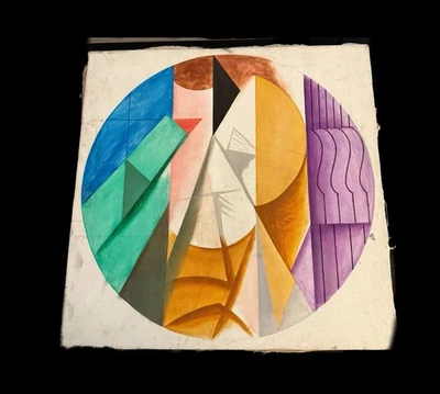 EDWARD WATER (1920-2003, americano) geométrico abstrato sobre tela 21x21 - Imagem 1 de 4