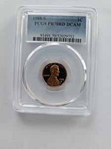 PR70 RD DCAM 1988 S LINCOLN PENNY/CENT GRADED PCGS 1C CLAD COIN - Picture 1 of 8