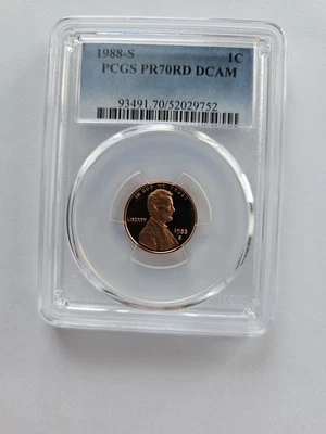 PR70 RD DCAM 1988 S LINCOLN PENNY/CENT GRADED PCGS 1C CLAD COIN - Image 1 of 4