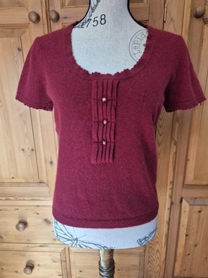 JOHN LEWIS LAMBSWOOL ANGORA JUMPER Size 8-10 Red Short Sleeved Top - Image 1 of 4