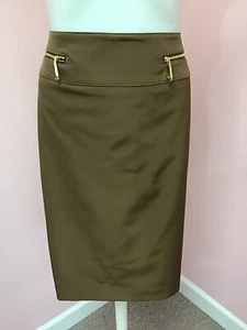 NEW $358 WORTH 8 Medium Camel Brown Stretch Twill Designer Womens Skirt NWT - Picture 1 of 6