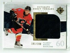 09-10 UD Upper Deck Ultimate Debut Threads  Mikael Backlund  /200  Rookie Jersey