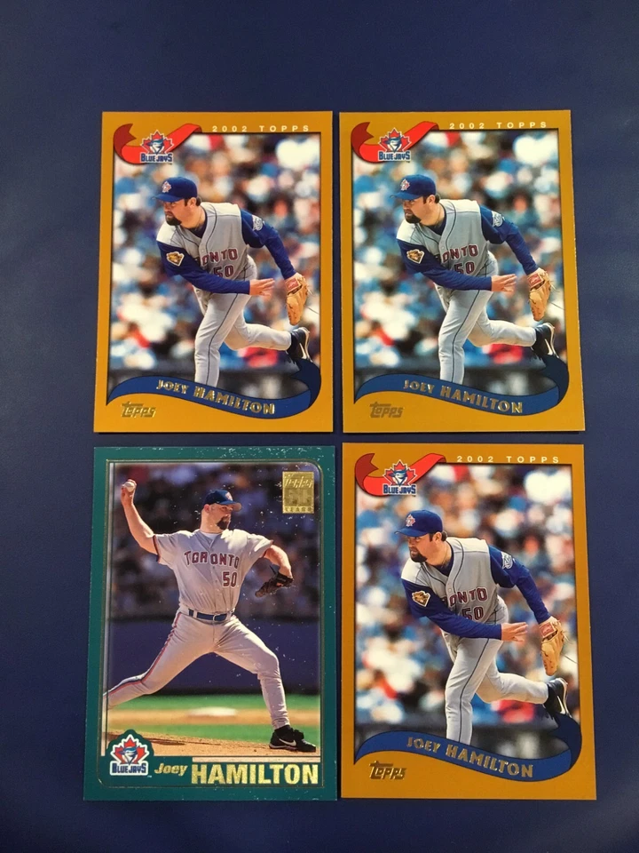 2001 y 2002 Topps #259 #705 Joey Hamilton Lote 4 Toronto Blue Jays Foto 1 de 1