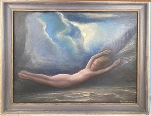 Pliny McConnell, Surrealist Oil Painting, Nude Woman/Angel 1963, Atlanta,Georgia - Picture 1 of 8