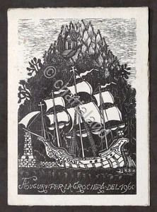 Invito alla Crociera 1960 Sonetto di Bruno da Osimo su cartolina doppia - 1959 - Picture 1 of 3