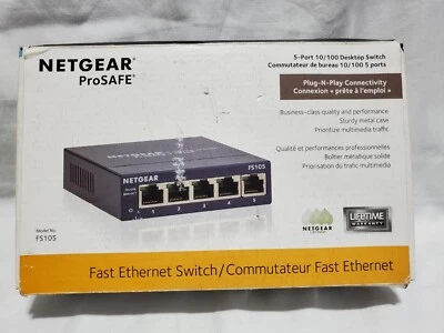 NETGEAR ProSafe FS105 5-Port 10/100 Desktop External Switch NEW Factory Sealed - Image 1 of 4