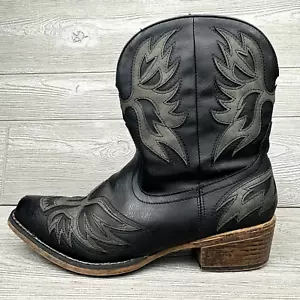 Roper Amelia Eagle Overlay Snip Toe Cowboy Boots Womens Size 9.5 Casual Black - Picture 1 of 15