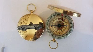 Triumph TR4 ref276 pewter effect car emblem on a Golden Compass - Picture 1 of 1
