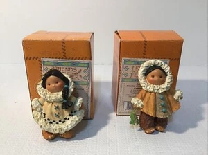 Enesco Friends of the Feather Figurine - Eskimo Mom & Dad Jointed Ornament - MIB - Picture 1 of 6