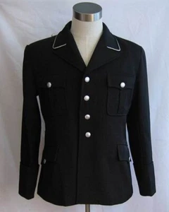 Man's German Wool Officers Gabardine Black Tunic WW2 Repro Elite M32 Jacket - Picture 1 of 6