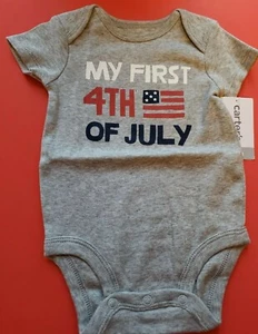 UNISEX INFANT CARTER'S GRAY MY FIRST 4TH OF JULY SIZE 6 MONTHS BODYSUIT NWT - Picture 1 of 12