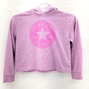 CONVERSE All Star Chuck Taylor Pink Crop HOODIE Girls L Sweatshirt Pullover - Picture 1 of 8