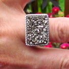 ABSTRACT MODERNIST RING MARCASITE & STERLING SILVER UK N 1/2 USA 6.75
