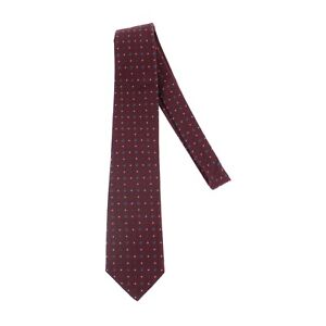 Cesare Attolini NWOT 100% Silk Tie in Burgundy with Blues Geometric Pattern