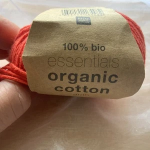 Rico Essentials Organic Cotton Aran Yarn - 50g Ball RED 010 - Picture 1 of 3