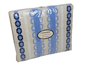 Vintage/retro OSMAN - 3x cotton towels - blue white and cream design - NEW! - Picture 1 of 8