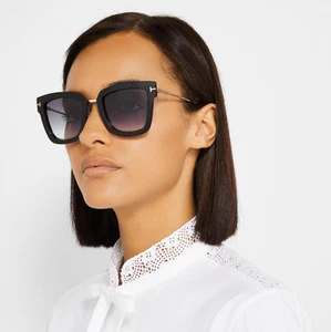 Tom Ford Women's Lara Square Frame Sunglasses - Black/Smoke - Picture 1 of 6