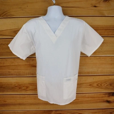 Camisa Médica Landau Para Hombre Talla XL Blanca Mezcla Poliéster Bolsillos Manga Corta Foto 1 de 4