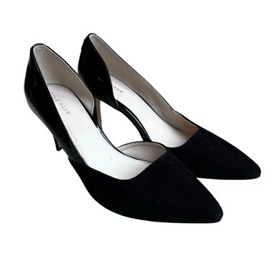 Cole Haan zapatos de salón D’Orsay negros gamuza y charol imitación cuero tacones altos clásicos  Foto 1 de 4