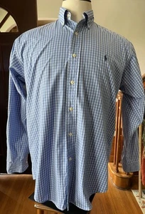 Polo Ralph Lauren hellblaues Herrenhemd mit Gingham-Knöpfen klassische Passform Größe Small - Bild 1 von 5