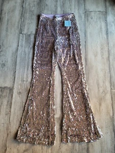 Neu mit Etikett Hayden Pailletten Schimmer Glitzer Schlaghose Hose S Small Tanz Party Cocktail - Bild 1 von 3