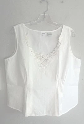 Together Bisque 100% Cotton Sleeveless Embroidered White Summer Crop Top Sz 16 - Image 1 of 4