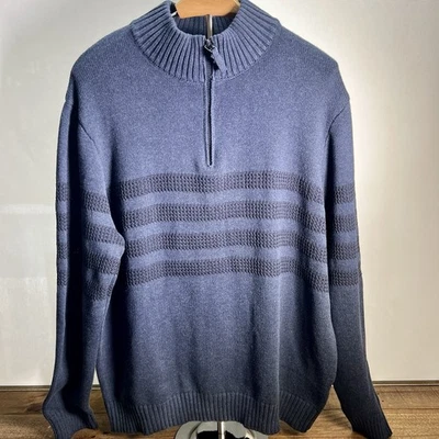 Suéter Pullover Tahari Para Hombre Azul Con Negro Talla XXL Cuarto Cremallera Foto 1 de 4