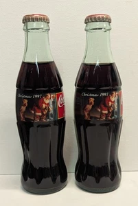 Two (2) Christmas 1997 COCA-COLA BOTTLE COLLECTIBLE 8OZ. - Picture 1 of 3