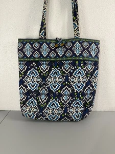 Vera Bradley Large Toggle Handbag Tote Blue/White/ Green Retired Pattern - Picture 1 of 13