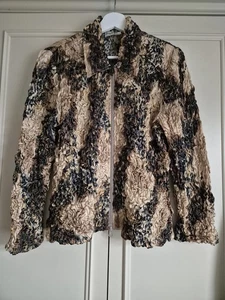 Joseph Ribkoff Brown & Black Abstract Print Textured Zip Jacket, UK 14 - Picture 1 of 5