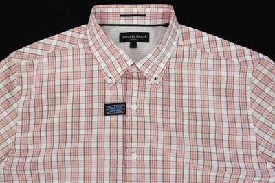 Men's AUSTIN REED White Orange Plaid Grid Shirt Large L  NWT NEW $79+  Nice! - Image 1 of 4