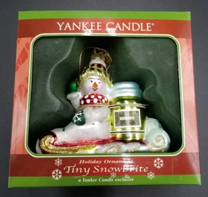 Yankee Candle Co. Tiny Snowbrite Snowman Christmas Glass Blown Ornament-New - Picture 1 of 3