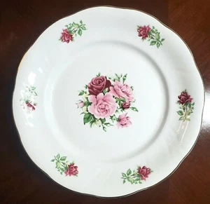 6er Set Baum Brothers Maria große Speiseteller 10 3/4" rosa Blumen Goldrand - Bild 1 von 6