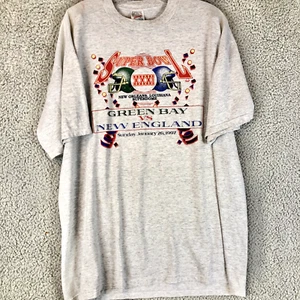 VTG NFL Super Bowl T Shirt Mens XL Green Bay Packers VS Patriots 1996 Jerzees - Picture 1 of 5