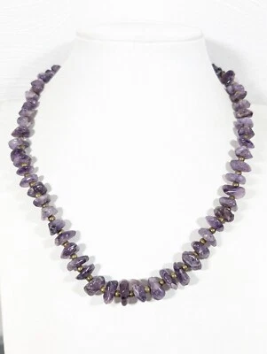 Фиолетовый аметист камень градуированный бусина ожерелье богемное побережье 18 в - Изображение 1 из 4