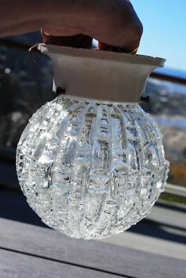 De colección Art Deco Moderno Prisma Texturizado Redondo Globo 8" Accesorio de Techo Brilla Foto 1 de 4