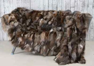 Luxury crystal fox fur blanket throw. Real fur blanket - Picture 1 of 4