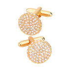 Gold studded diamond round crystal cufflinks French style sleeve studs Xmas gift
