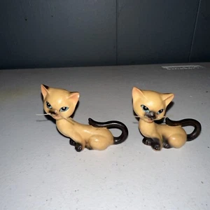 Vintage 1960s MCM Enesco Japan Siamese Cats W/whiskers Salt And Pepper Shakers - Picture 1 of 7