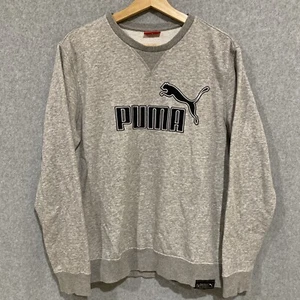 Womens PUMA Jumper Crew Neck Embroidered Spellout Pullover Grey Size Small S - Picture 1 of 7
