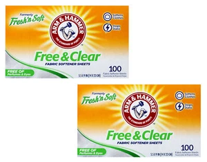 Arm & Hammer Free & Clear Dryer Sheets, Fresh'n Soft, 100 Ct - 2 Pack - Picture 1 of 4