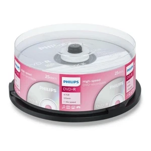 25 Philips DVD-R DVD - 25 Blank Recordable DVD Discs 16x 4.7GB - Picture 1 of 1