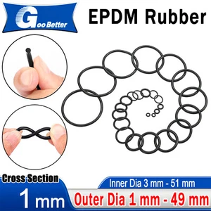Metric O Ring EPDM Rubber - Large range of sizes 3mm - 51mm Thickness 1mm - Picture 1 of 82