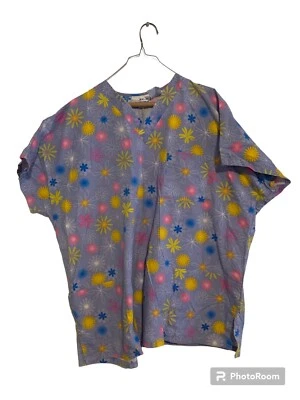 SCRUBS Bright Floral PRINT  TOP  J.I.J. Womens SIZE 2X - Image 1 of 4