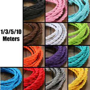 1/3/5M Vintage Color Twist Braided Fabric Flex Cable Wire Cord Electric Light A