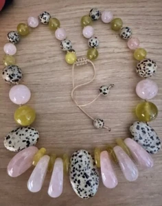 Lola Rose Quebec In Dalmatian Rose Quartz Mix Necklace - Picture 1 of 3