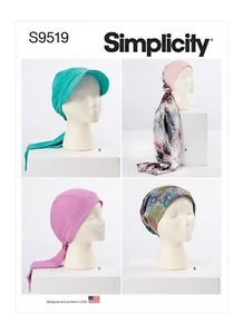 SIMPLICITY 9519 HEAD WRAPS HATS Sewing Pattern Disabled Clothing Skill: EASY - Picture 1 of 6